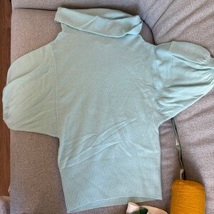Anthropologie Cashmere Balloon Sleeve Sweater Mint Green